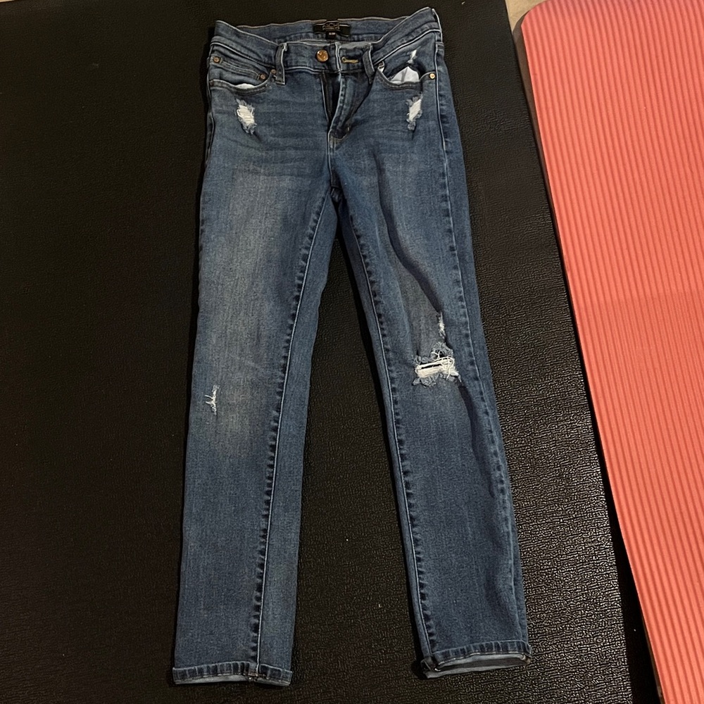RACHEL Rachel Roy Slim Distressed Skinny Jeans - Blue Wash